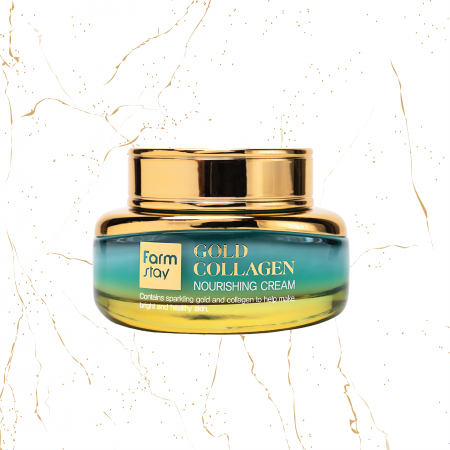 Creme coreene - Crema de fata nutritiva cu colagen si aur Farmstay Gold Collagen Nourishing, 55ml