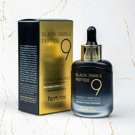 Ser de fata cu extract de melc negru Farmstay Black Snail & Peptide 9 Ampoule, 35 ml [1]