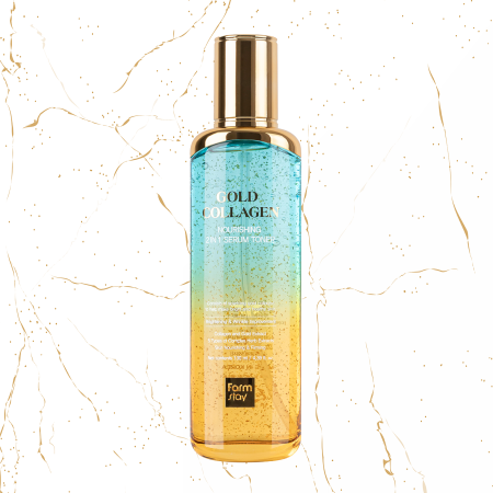 Seruri coreene - Ser & Toner de fata ( 2 in 1) nutritiv cu colagen si aur Farmstay Gold Collagen Nourishing, 130ml