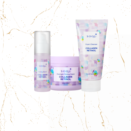 Promotie 2 + 1 Gratuit - SET pentru fermitate SOQU Collagen Retinol + Spuma de curatare SOQU Collagen Retinol, 120 ml - GRATUIT