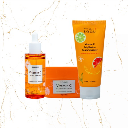 Promotie 2 + 1 Gratuit - SET cu vitamina C SOQU Vitamin C + Spuma de curatare SOQU Vitamin C Brightening, 120 ml - GRATUIT