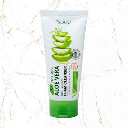Spuma de curatare coreeana - Spuma de curatare cu aloe vera SOQU Jeju Natural Aloe Vera Deep Clean, 120 ml