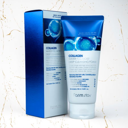 Spuma de curatare profunda Farmstay Collagen Water Full Moist, 180 ml [1]