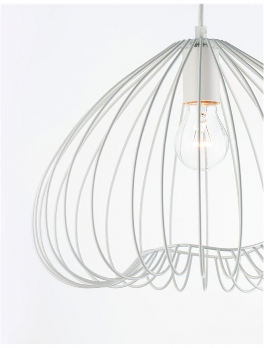 Lustra alba tip pendul Delfi, din metal, Ø 37 cm, inaltime reglabila, 9402572 - Novaluce [2]