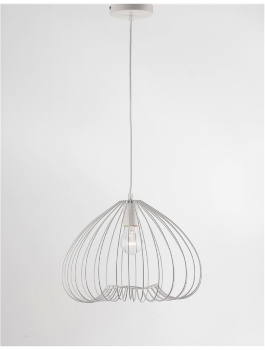 Lustra alba tip pendul Delfi, din metal, Ø 37 cm, inaltime reglabila, 9402572 - Novaluce [4]