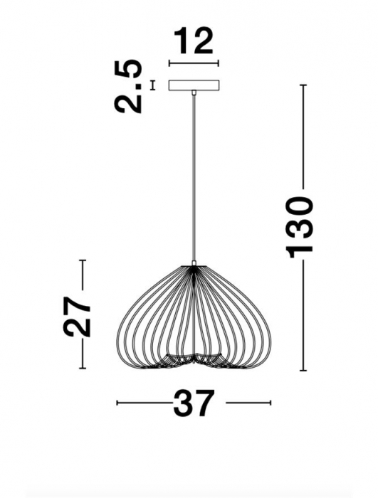 Lustra alba tip pendul Delfi, din metal, Ø 37 cm, inaltime reglabila, 9402572 - Novaluce [8]