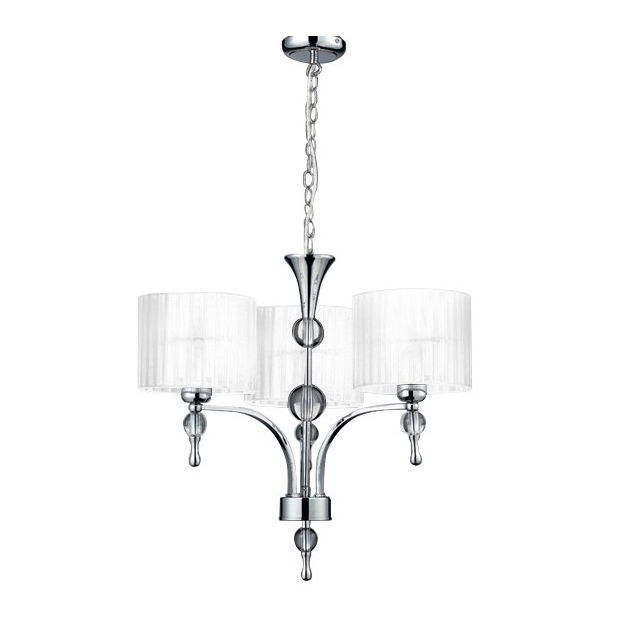 Lustra/candelabru cu suport metalic crom Louna 3/5/7 brate, abajur textil diverse culori, design modern, AZ 0500 - Azzardo [4]