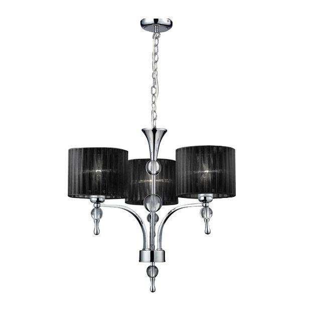 Lustra/candelabru cu suport metalic crom Louna 3/5/7 brate, abajur textil diverse culori, design modern, AZ 0500 - Azzardo [5]