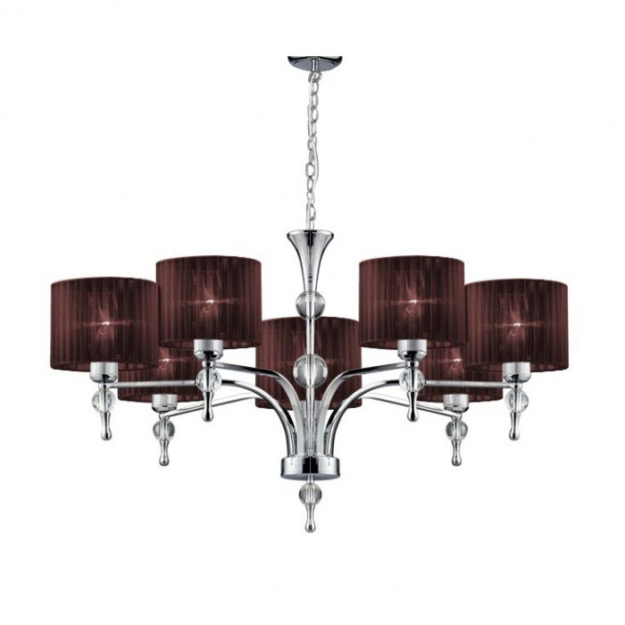 Lustra/candelabru cu suport metalic crom Louna 3/5/7 brate, abajur textil diverse culori, design modern, AZ 0500 - Azzardo [12]