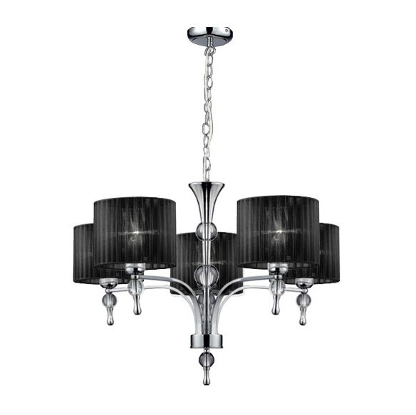 Lustra/candelabru cu suport metalic crom Louna 3/5/7 brate, abajur textil diverse culori, design modern, AZ 0500 - Azzardo [6]