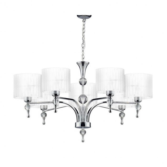 Lustra/candelabru cu suport metalic crom Louna 3/5/7 brate, abajur textil diverse culori, design modern, AZ 0500 - Azzardo [11]