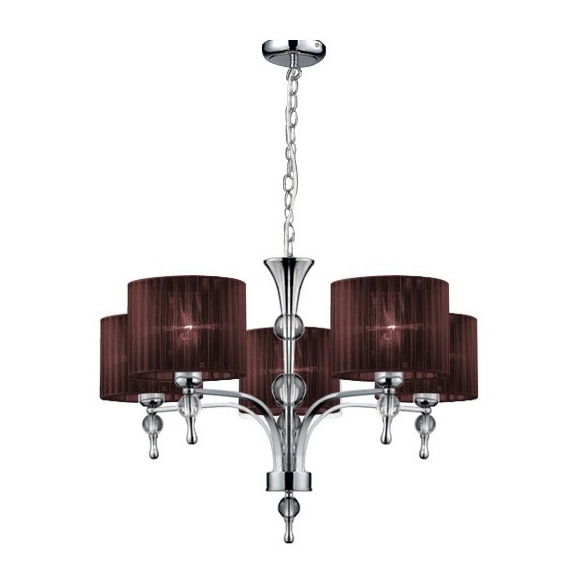 Lustra/candelabru cu suport metalic crom Louna 3/5/7 brate, abajur textil diverse culori, design modern, AZ 0500 - Azzardo [10]