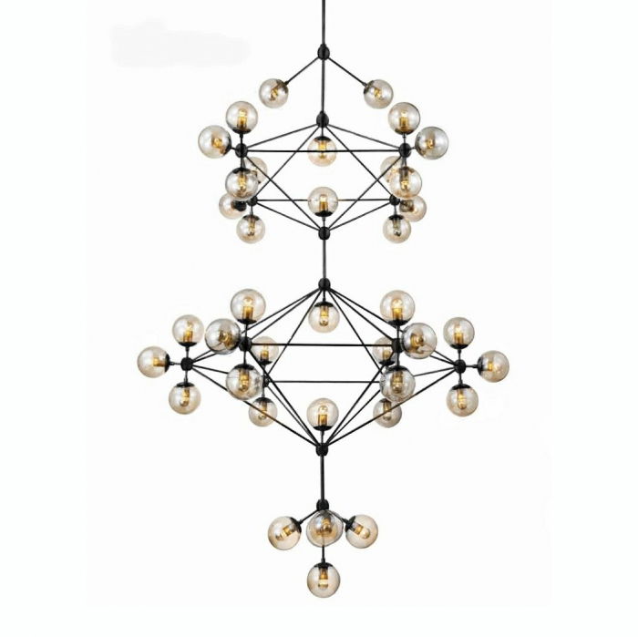 Lustra/candelabru design modern Planet 165x450 cm, 41 becuri, neagra, MD10230-41 - King [1]