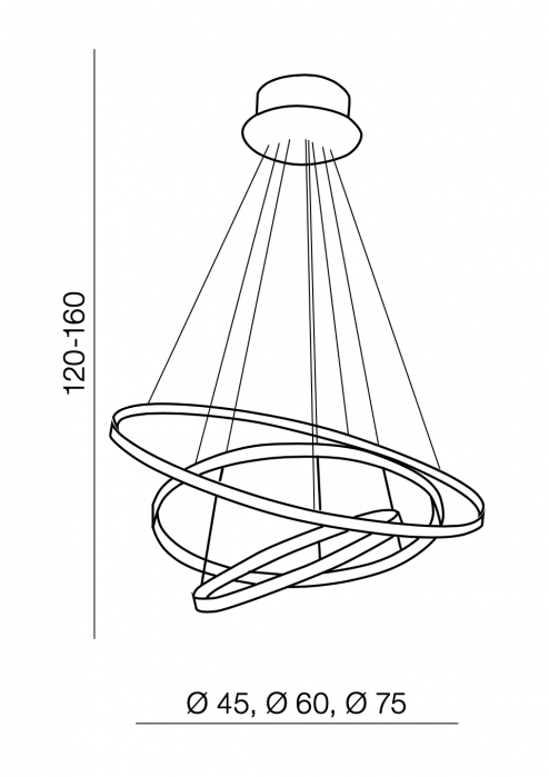 Lustra cu 3 inele LED dimabile Nava aurie/neagra/crom, inaltime reglabila, metal, AZ 2989 - Azzardo [4]