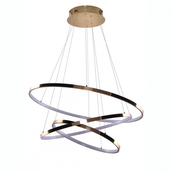 Lustra cu 3 inele LED dimabile Nava aurie/neagra/crom, inaltime reglabila, metal, AZ 2989 - Azzardo [2]