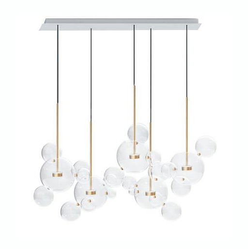 Lustra aurie liniara globuri sticla Bubble Line 160 cm, 5 brate, iluminare LED, XCP9148-5B - King [1]