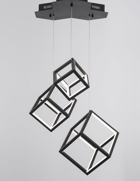 Lustra dimabila aurie/neagra LED 3 pendule forma cub Gerho 56 cm, design minimalist, 9818231 - Novaluce [3]
