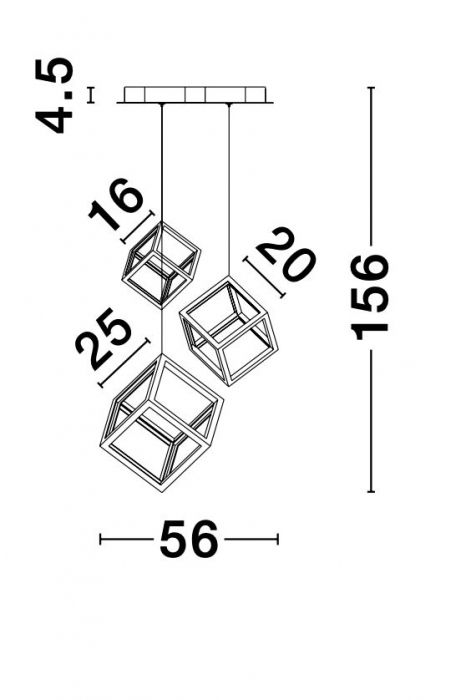 Lustra dimabila aurie/neagra LED 3 pendule forma cub Gerho 56 cm, design minimalist, 9818231 - Novaluce [10]