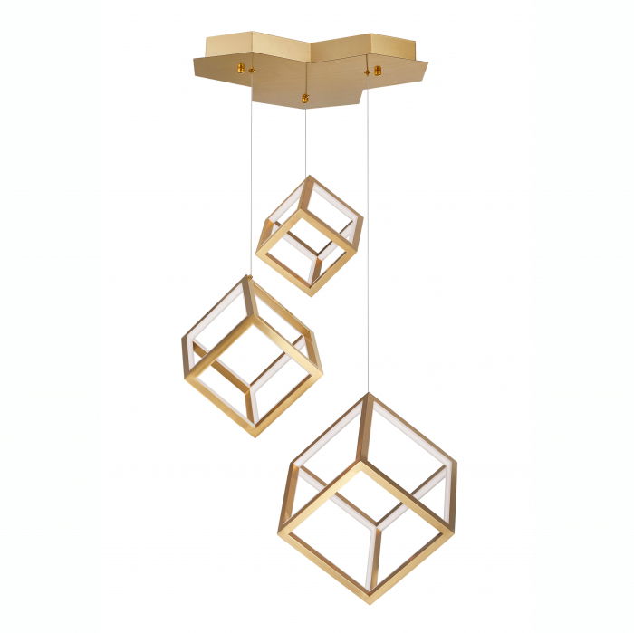 Lustra dimabila aurie/neagra LED 3 pendule forma cub Gerho 56 cm, design minimalist, 9818231 - Novaluce [11]