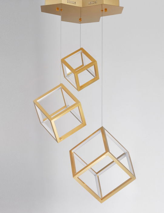 Lustra dimabila aurie/neagra LED 3 pendule forma cub Gerho 56 cm, design minimalist, 9818231 - Novaluce [15]