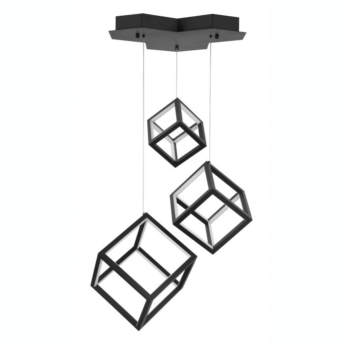 Lustra dimabila aurie/neagra LED 3 pendule forma cub Gerho 56 cm, design minimalist, 9818231 - Novaluce [1]
