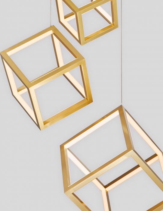 Lustra dimabila aurie/neagra LED 3 pendule forma cub Gerho 56 cm, design minimalist, 9818231 - Novaluce [14]