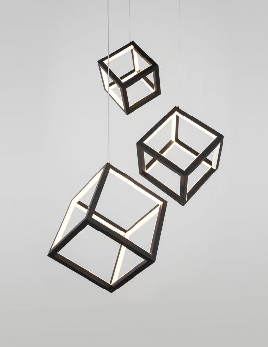 Lustra dimabila aurie/neagra LED 3 pendule forma cub Gerho 56 cm, design minimalist, 9818231 - Novaluce [4]