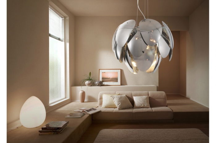 Lustra extravaganta Lovisa 60x50 cm, sticla alba/fumurie, design modern, AZ 2996 - Azzardo [2]