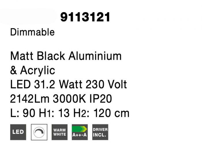 Lustra LED dimabila aurie/neagra Nojus 90 cm din 3 piese, design modern lux, 9113122 - Novaluce [14]