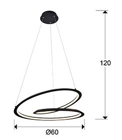 Lustra LED moderna neagra Tamiz metal Ø 60 cm, inaltime reglabila, 527583 - Schuller [5]