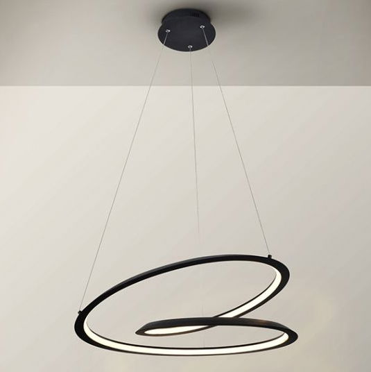 Lustra LED moderna neagra Tamiz metal Ø 60 cm, inaltime reglabila, 527583 - Schuller [1]