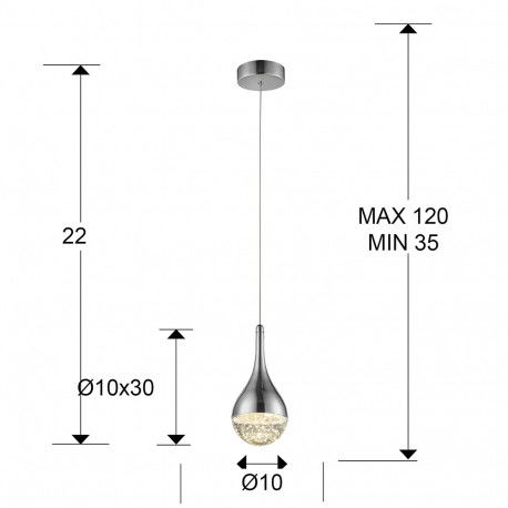 Lustra LED tip pendul crom Jengo Ø 10 cm aspect picatura metal-sticla cu bule decorative, inaltime ajustabila, 773106 - Schuller [2]
