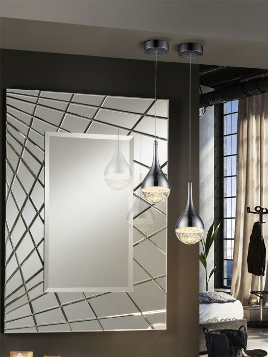 Lustra LED tip pendul crom Jengo Ø 10 cm aspect picatura metal-sticla cu bule decorative, inaltime ajustabila, 773106 - Schuller [3]