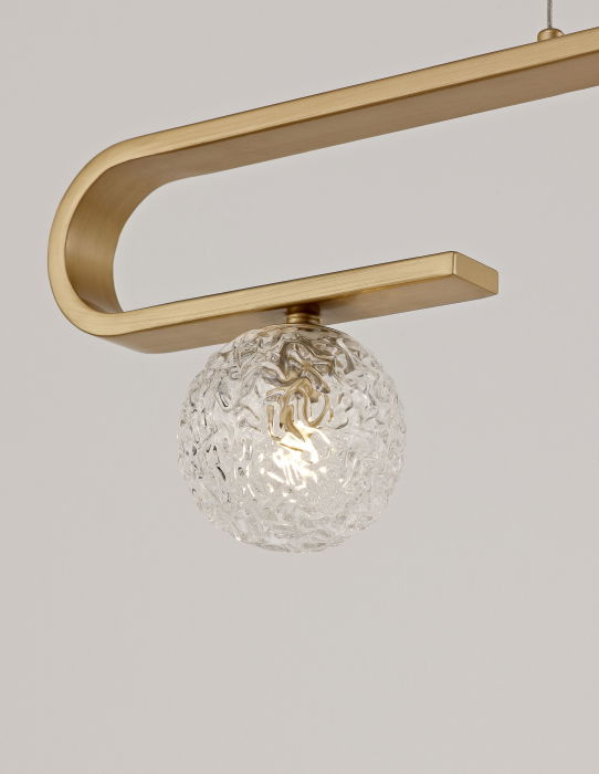 Lustra lux aurie liniara Fedora 80 cm globuri sticla structurata, 3 becuri LED G9, 9960272 - Novaluce [3]