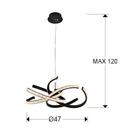 Lustra lux LED neagra Dali, Ø 47 cm, metal si acril, inaltime reglabila, 302975 - Schuller [5]