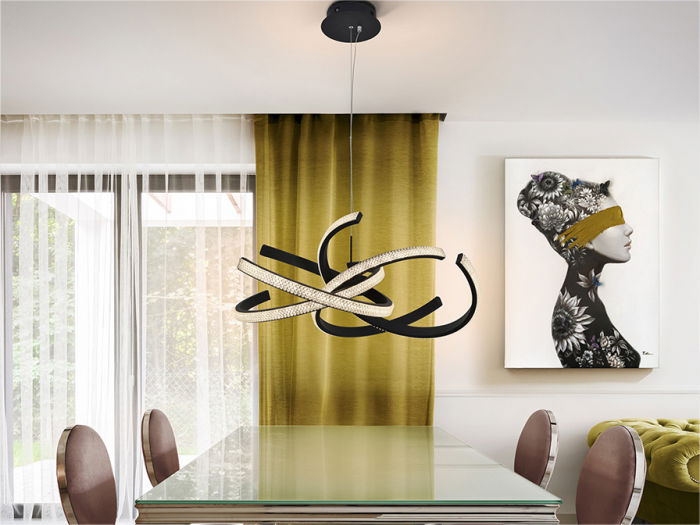 Lustra lux LED neagra Dali, Ø 47 cm, metal si acril, inaltime reglabila, 302975 - Schuller [3]