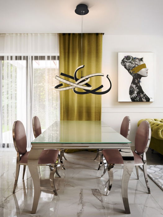 Lustra lux LED neagra Dali, Ø 47 cm, metal si acril, inaltime reglabila, 302975 - Schuller [2]