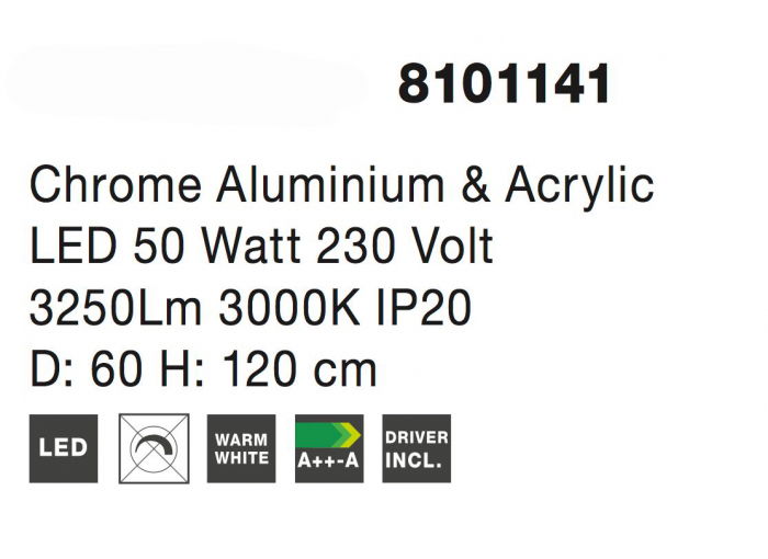 Lustra moderna crom forma bucla Lempi 60 cm, iluminare LED, 8101141 - Novaluce [5]