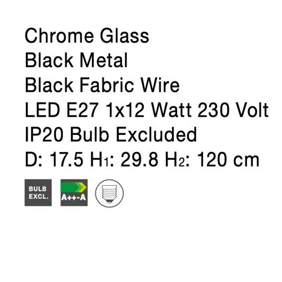 Lustra moderna pendul cilindric sticla crom Ivka Ø 17,5 cm, inaltime reglabila, 9726481 - Novaluce [7]