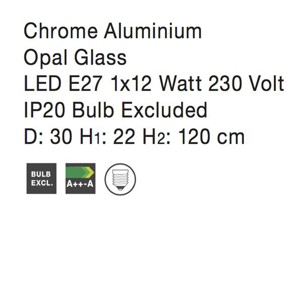 Lustra moderna pendul sticla crom/alba Shiree Ø 30 cm, inaltime reglabila, 9207602 - Novaluce [6]