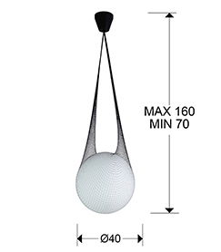 Lustra rotunda alba Filipi Ø 40 cm, glob de sticla suspendat in mesh, inaltime reglabila, 353021 - Schuller [2]