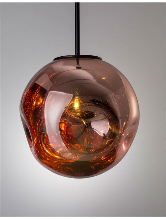 Lustra rotunda sticla cupru/sampanie/crom Ria Ø 30 cm, inaltime reglabila, 9988105 - Novaluce [3]