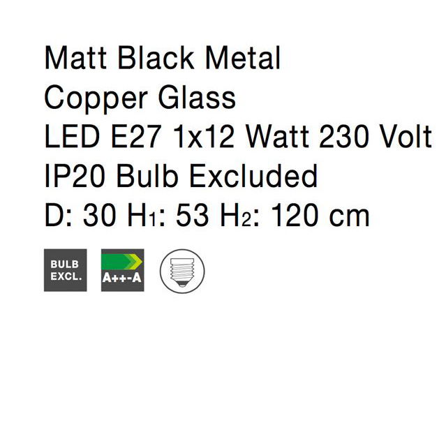 Lustra rotunda sticla cupru/sampanie/crom Ria Ø 30 cm, inaltime reglabila, 9988105 - Novaluce [7]