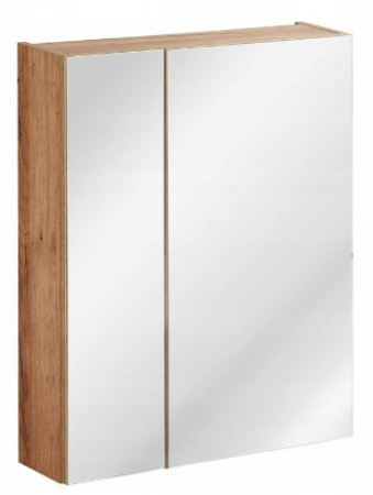 Produse - Dulap baie suspendat cu oglinda, 60x75/80x75 cm, Oak, Capri - COMAD