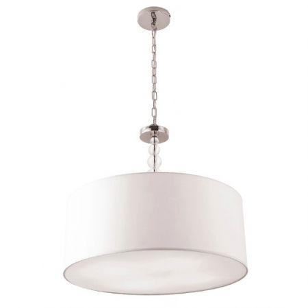 Lustre Dormitor - Lustra alba moderna pe lant Rufi Ø 55 cm metal/acril/material textil, inaltime reglabila, P0061 - Maxlight