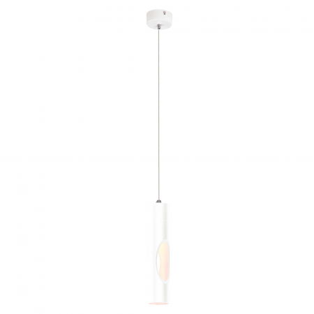 Lustre Dormitor - Lustra alba tip pendul cilindric iluminare LED Manda Ø 5,5 cm din metal, inaltime reglabila, P0177 - Maxlight