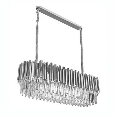 Lustre Dormitor - Lustra argintie crom design lux Imperio Long cu cristale 90x30 cm, DW-D5689S.SILVER - King