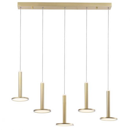 Lustre - Lustra aurie liniara LED lux Oriana, cu 5 pendule metal, 107 cm, inaltime reglabila, 1703301203 - Novaluce