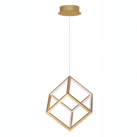 Lustre Dormitor - Lustra aurie/neagra dimabila LED forma cub Gerho 25x25 cm, design minimalist, 9818252 - Novaluce