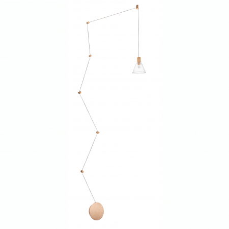 Lustre Dormitor - Lustra aurie perete-tavan cu pendul pe cablu lung Kalila, design modern, sticla/metal, 9028811 - Novaluce